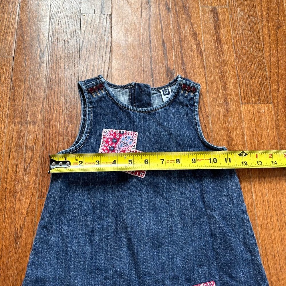 Vintage GAP Girls Dress Size 3T Patchwork Denim Jumper Jean 90s Y2K Overall - Picture 11 of 12